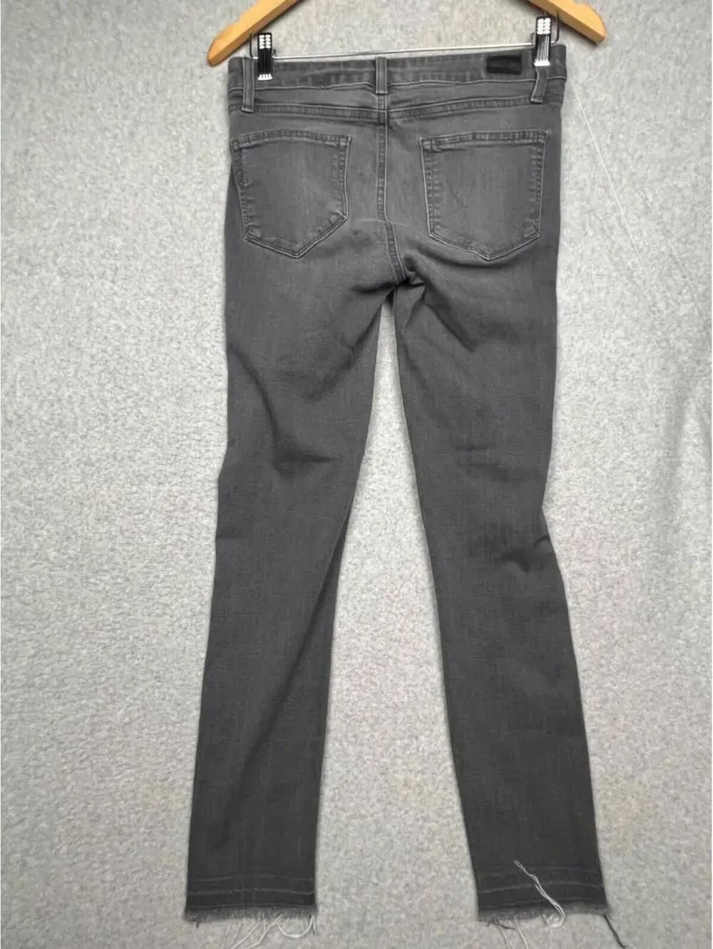 Paige Ankle Raw Hem Denim Jeans Womens 27 Low Rise Logo Gray